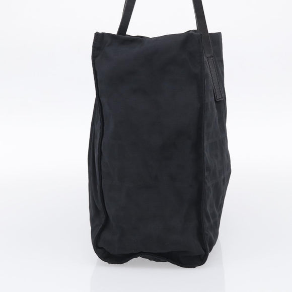 FENDI Zucca Canvas Tote Bag Black Silver Auth bs37843