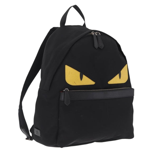 FENDI Monster Backpack Nylon Black Silver 7VZ012 Auth bs37844