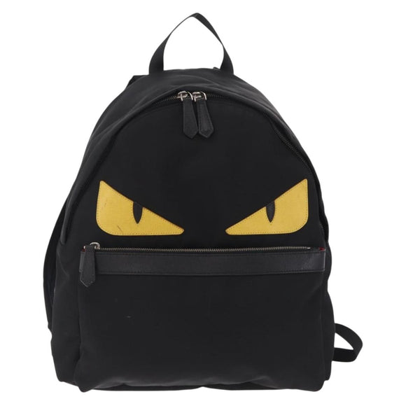 FENDI Monster Backpack Nylon Black Silver 7VZ012 Auth bs37844