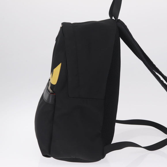 FENDI Monster Backpack Nylon Black Silver 7VZ012 Auth bs37844