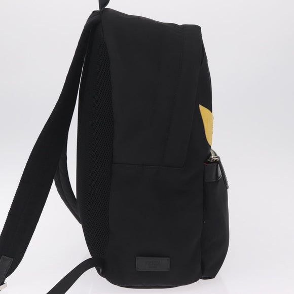 FENDI Monster Backpack Nylon Black Silver 7VZ012 Auth bs37844