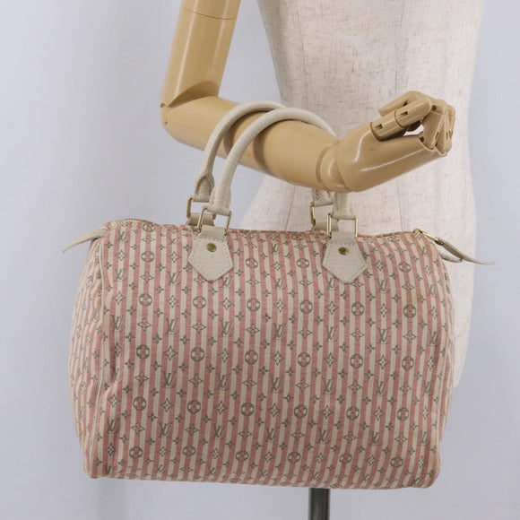 LOUIS VUITTON Monogram Mini Lin Croisette Speedy 30 Bag Pink M95501 Auth bs37848A