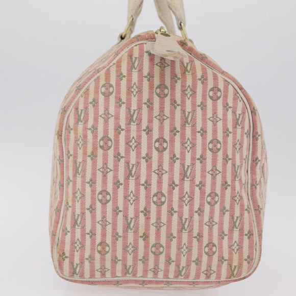 LOUIS VUITTON Monogram Mini Lin Croisette Speedy 30 Bag Pink M95501 Auth bs37848A