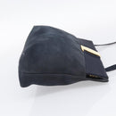Salvatore Ferragamo Vala Shoulder Bag Suede Navy Gold Tone Auth bs37861-5