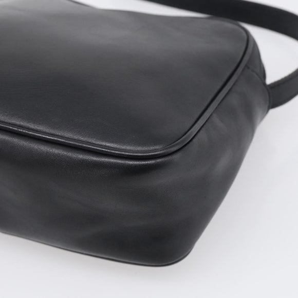 Salvatore Ferragamo Gancini Shoulder Bag Leather Black Gold Tone Auth bs37862