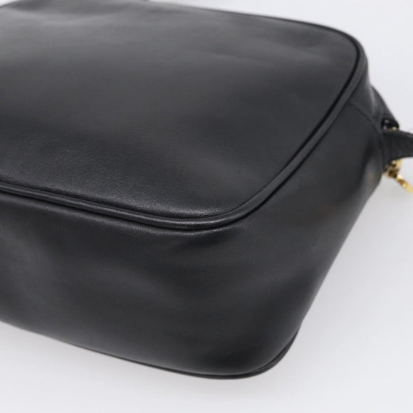 Salvatore Ferragamo Gancini Shoulder Bag Leather Black Gold Tone Auth bs37862