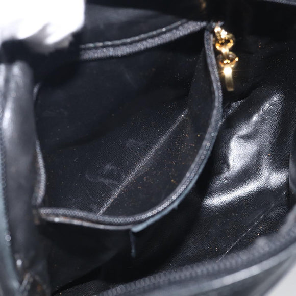 Salvatore Ferragamo Gancini Shoulder Bag Leather Black Gold Tone Auth bs37862