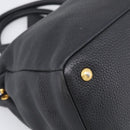 PRADA Hand Bag Leather Black Gold Tone Auth bs37863-11