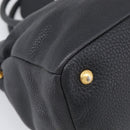 PRADA Hand Bag Leather Black Gold Tone Auth bs37863-13