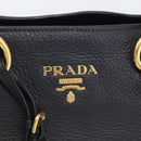PRADA Hand Bag Leather Black Gold Tone Auth bs37863-15