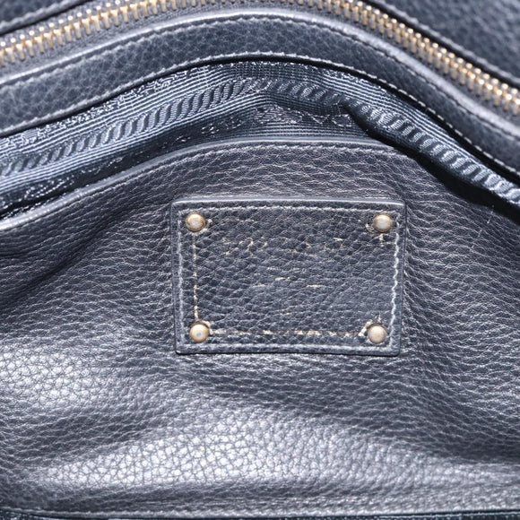 PRADA Hand Bag Leather Black Gold Tone Auth bs37863