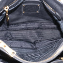 PRADA Hand Bag Leather Black Gold Tone Auth bs37863-17