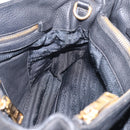 PRADA Hand Bag Leather Black Gold Tone Auth bs37863-18
