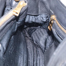 PRADA Hand Bag Leather Black Gold Tone Auth bs37863-19