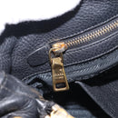 PRADA Hand Bag Leather Black Gold Tone Auth bs37863-21