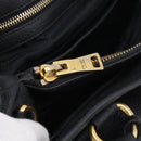 PRADA Hand Bag Leather Black Gold Tone Auth bs37863-24