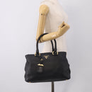 PRADA Hand Bag Leather Black Gold Tone Auth bs37863-29