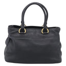 PRADA Hand Bag Leather Black Gold Tone Auth bs37863-3