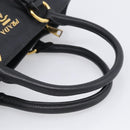 PRADA Hand Bag Leather Black Gold Tone Auth bs37863-7