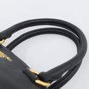 PRADA Hand Bag Leather Black Gold Tone Auth bs37863-8