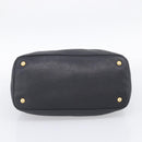 PRADA Hand Bag Leather Black Gold Tone Auth bs37863-9
