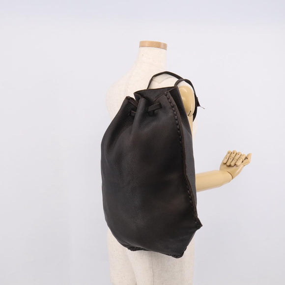 Miu Miu Shoulder Bag Leather Dark Brown Auth bs37865