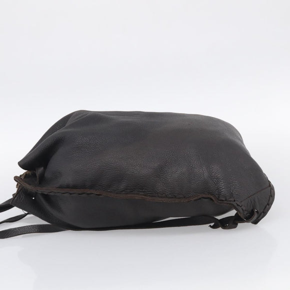 Miu Miu Shoulder Bag Leather Dark Brown Auth bs37865