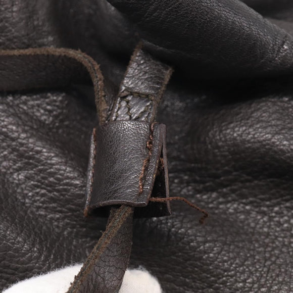 Miu Miu Shoulder Bag Leather Dark Brown Auth bs37865