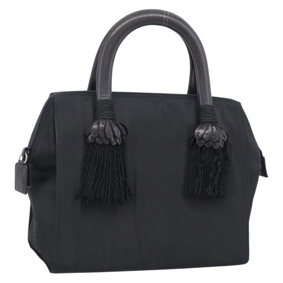 PRADA Hand Bag Nylon Black Silver Auth bs37868