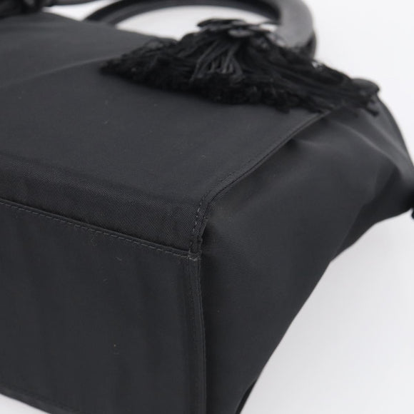 PRADA Hand Bag Nylon Black Silver Auth bs37868