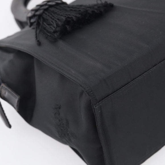 PRADA Hand Bag Nylon Black Silver Auth bs37868