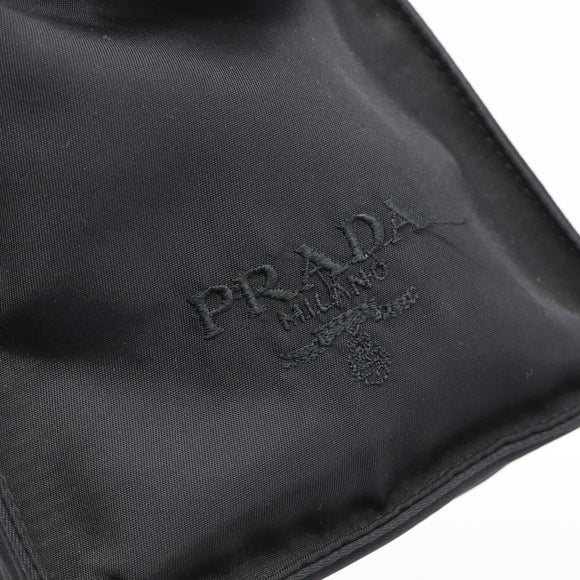PRADA Hand Bag Nylon Black Silver Auth bs37868