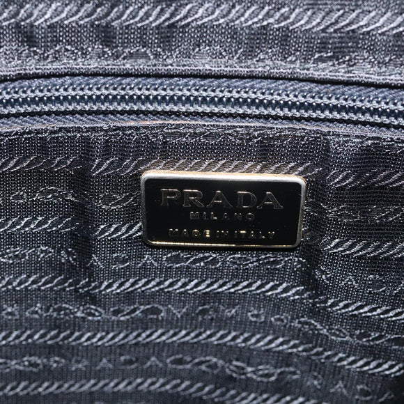 PRADA Hand Bag Nylon Black Silver Auth bs37868