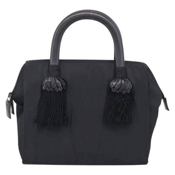 PRADA Hand Bag Nylon Black Silver Auth bs37868