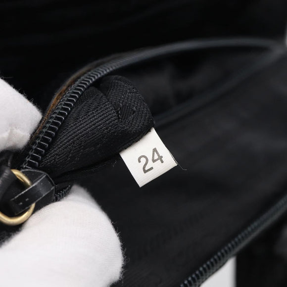 PRADA Hand Bag Nylon Black Silver Auth bs37868