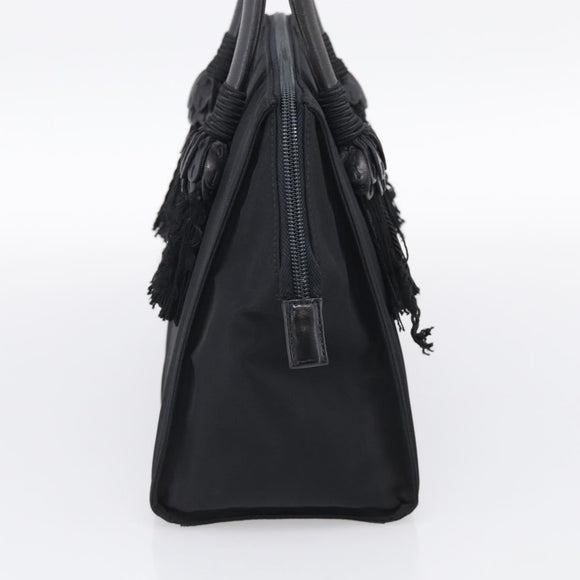 PRADA Hand Bag Nylon Black Silver Auth bs37868