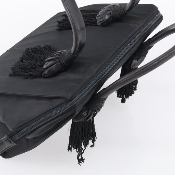 PRADA Hand Bag Nylon Black Silver Auth bs37868