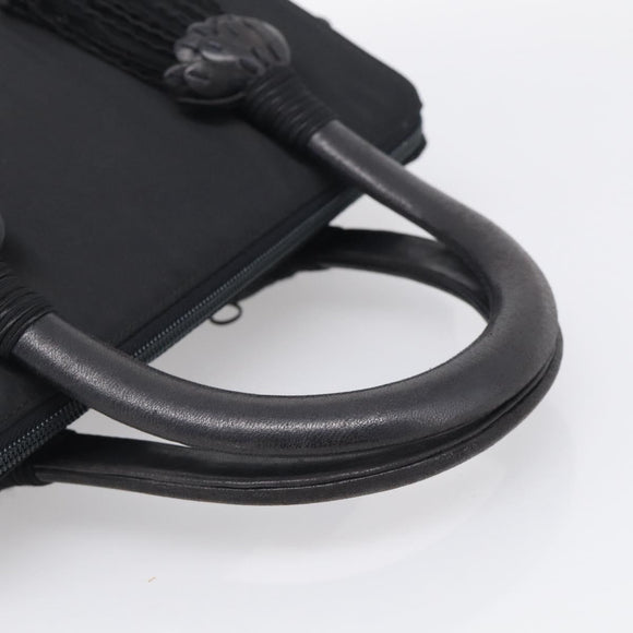 PRADA Hand Bag Nylon Black Silver Auth bs37868