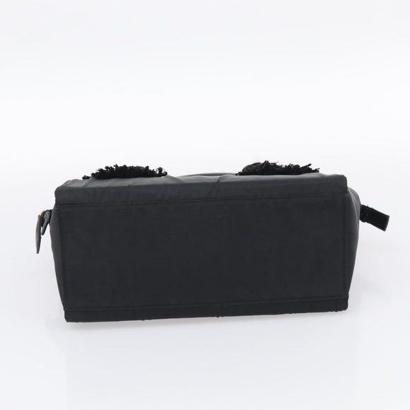 PRADA Hand Bag Nylon Black Silver Auth bs37868