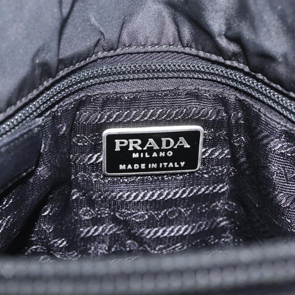 PRADA Chain Shoulder Bag Leather Black Auth bs37869