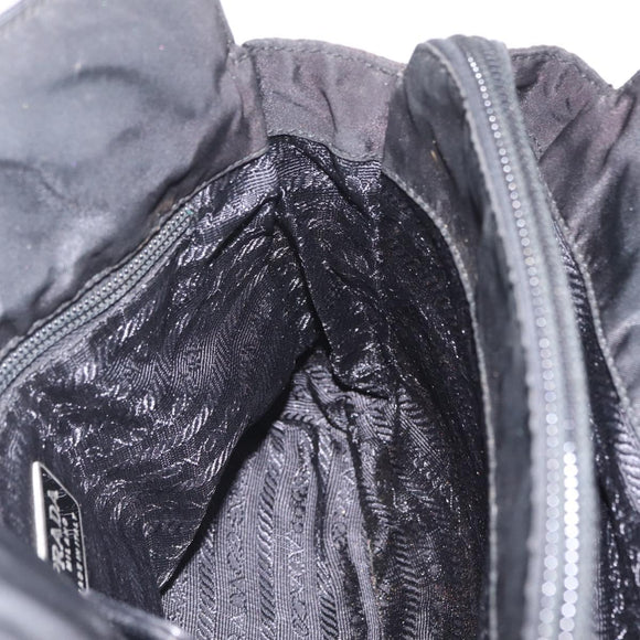 PRADA Chain Shoulder Bag Leather Black Auth bs37869