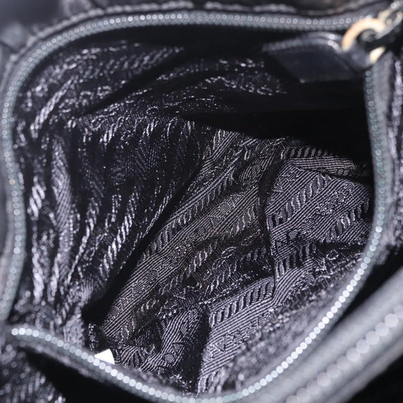 PRADA Chain Shoulder Bag Leather Black Auth bs37869