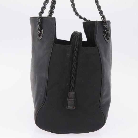 PRADA Chain Shoulder Bag Leather Black Auth bs37869