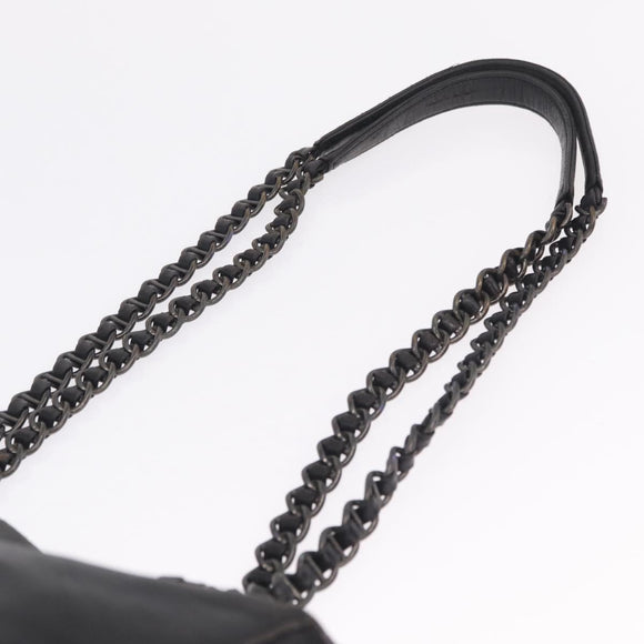 PRADA Chain Shoulder Bag Leather Black Auth bs37869