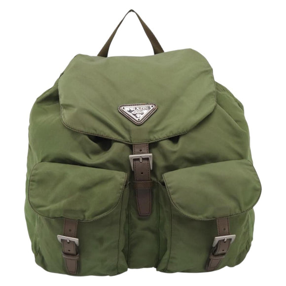 PRADA Backpack Nylon Green Silver Auth bs37872