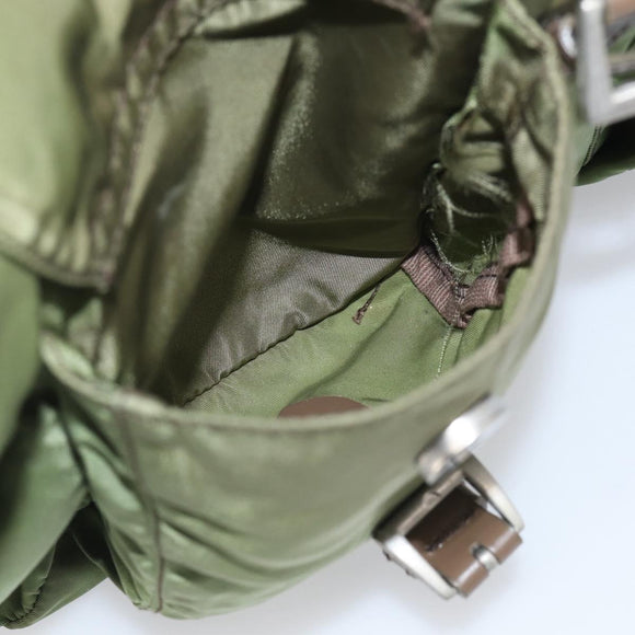 PRADA Backpack Nylon Green Silver Auth bs37872