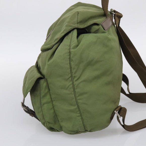 PRADA Backpack Nylon Green Silver Auth bs37872