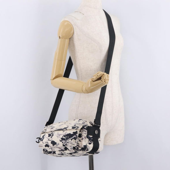 CHANEL Airline Shoulder Bag Canvas White Silver CC Auth bs37873
