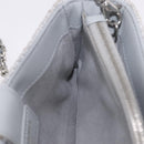 CHANEL Deauville Line Chain Shoulder Bag Canvas Gray Silver CC Auth bs37875A-19