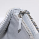 CHANEL Deauville Line Chain Shoulder Bag Canvas Gray Silver CC Auth bs37875A-24